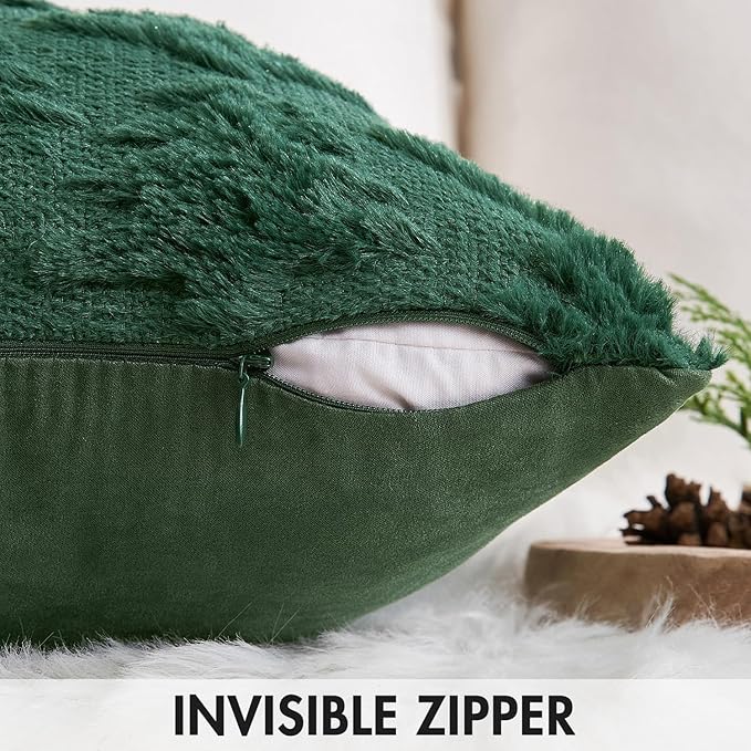 Set of Two 20" x 20" Dark Green Throw Pillow Covers Christmas Tree Decorative Pillow Covers