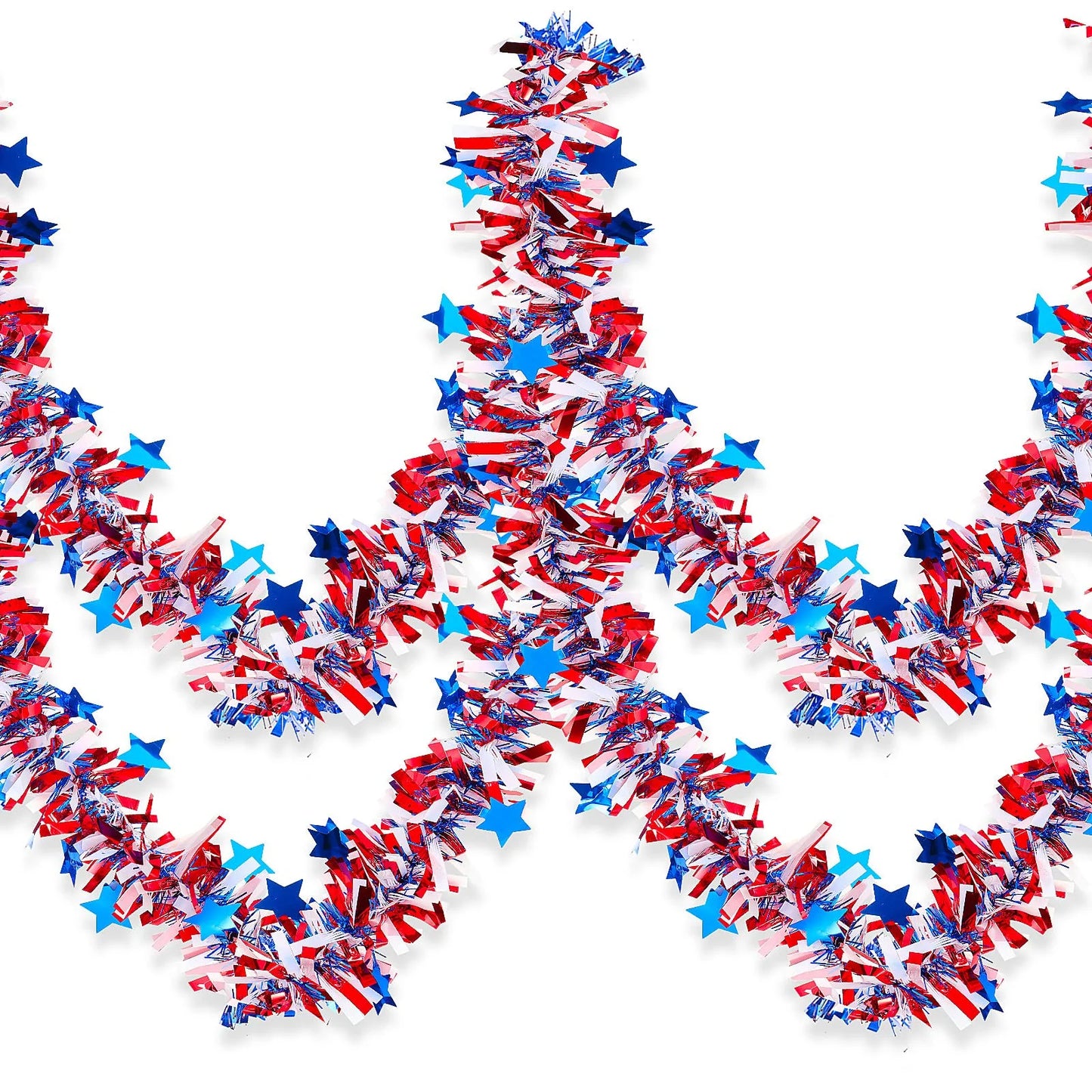 Husfou Patriotic Tinsel Garland Decorations