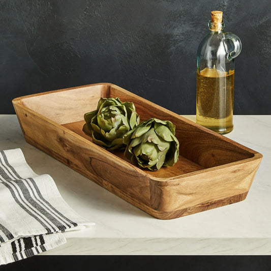Acacia Wood Oval Serving Bowl