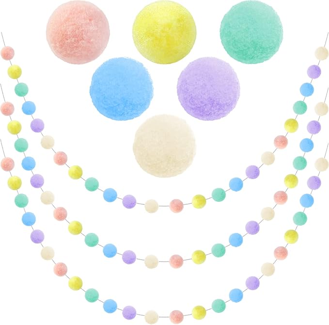 Pastel Pom Pom Garland Hanging Easter Decoration