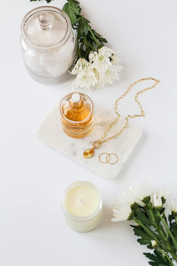 Beau Brummell Solid White Marble Decorative Jewelry & Accessory Tray