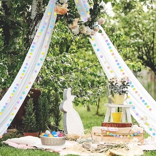 Pastel Pom Pom Garland Hanging Easter Decoration