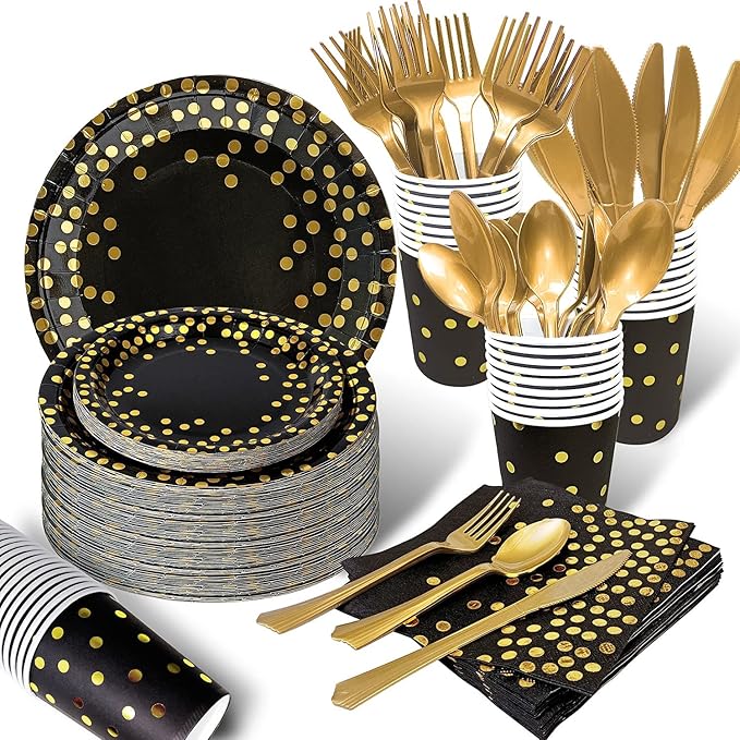 175PCS Black and Gold Party Supplies