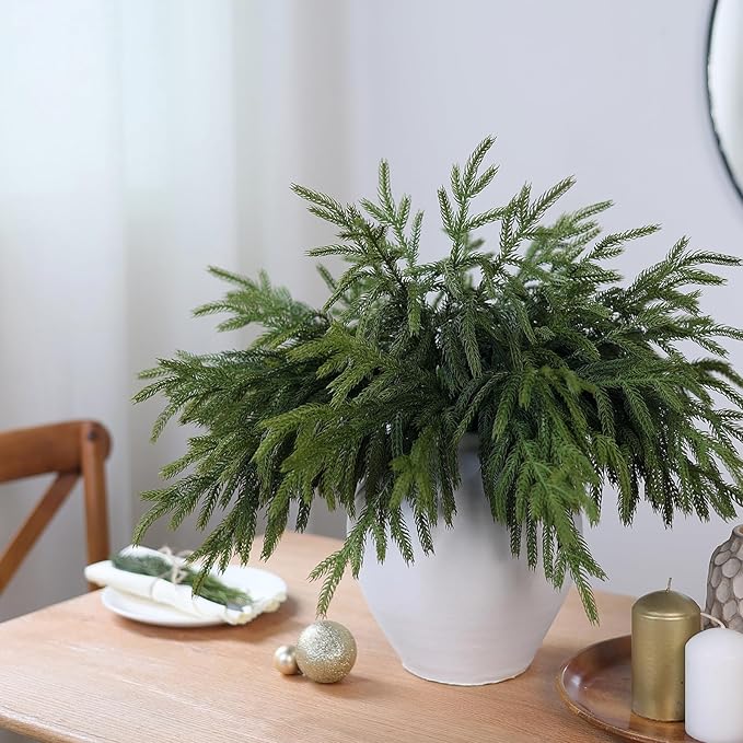 18" Christmas Norfolk Pine Branches, 16 pc Set