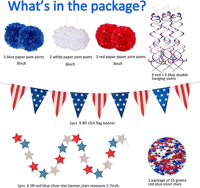 29PCS 4th/Fourth of July Patriotic Decorations Set