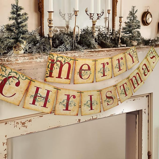 Vintage Merry Christmas Banner