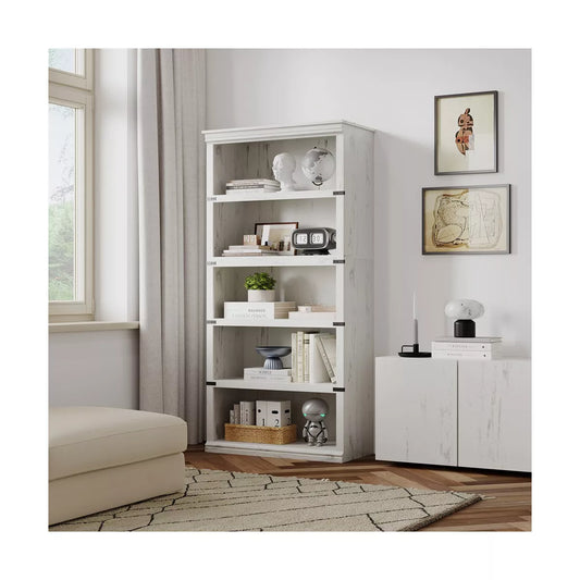 Farmhouse Book Shelf with Storage Open Display