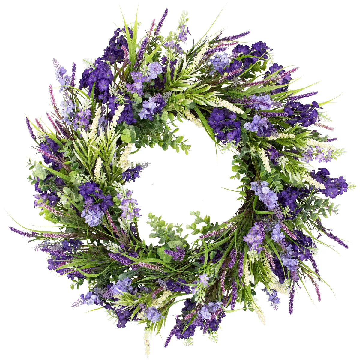 Northlight Orion Geranium, Lavender Foliage Artificial Spring Wreath