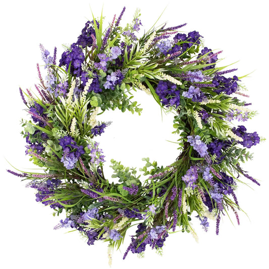 Northlight Orion Geranium, Lavender Foliage Artificial Spring Wreath
