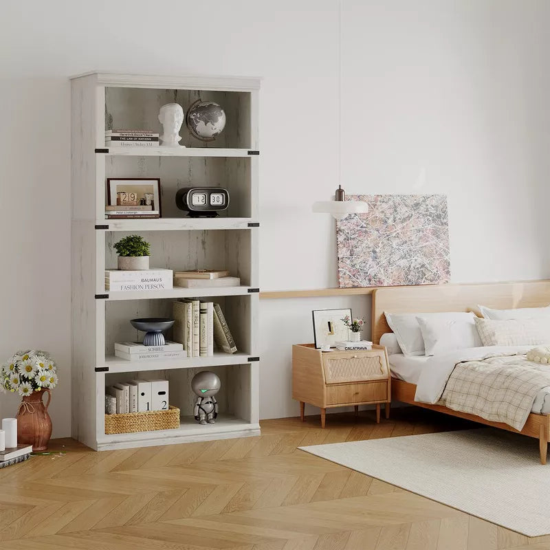 Farmhouse Book Shelf with Storage Open Display